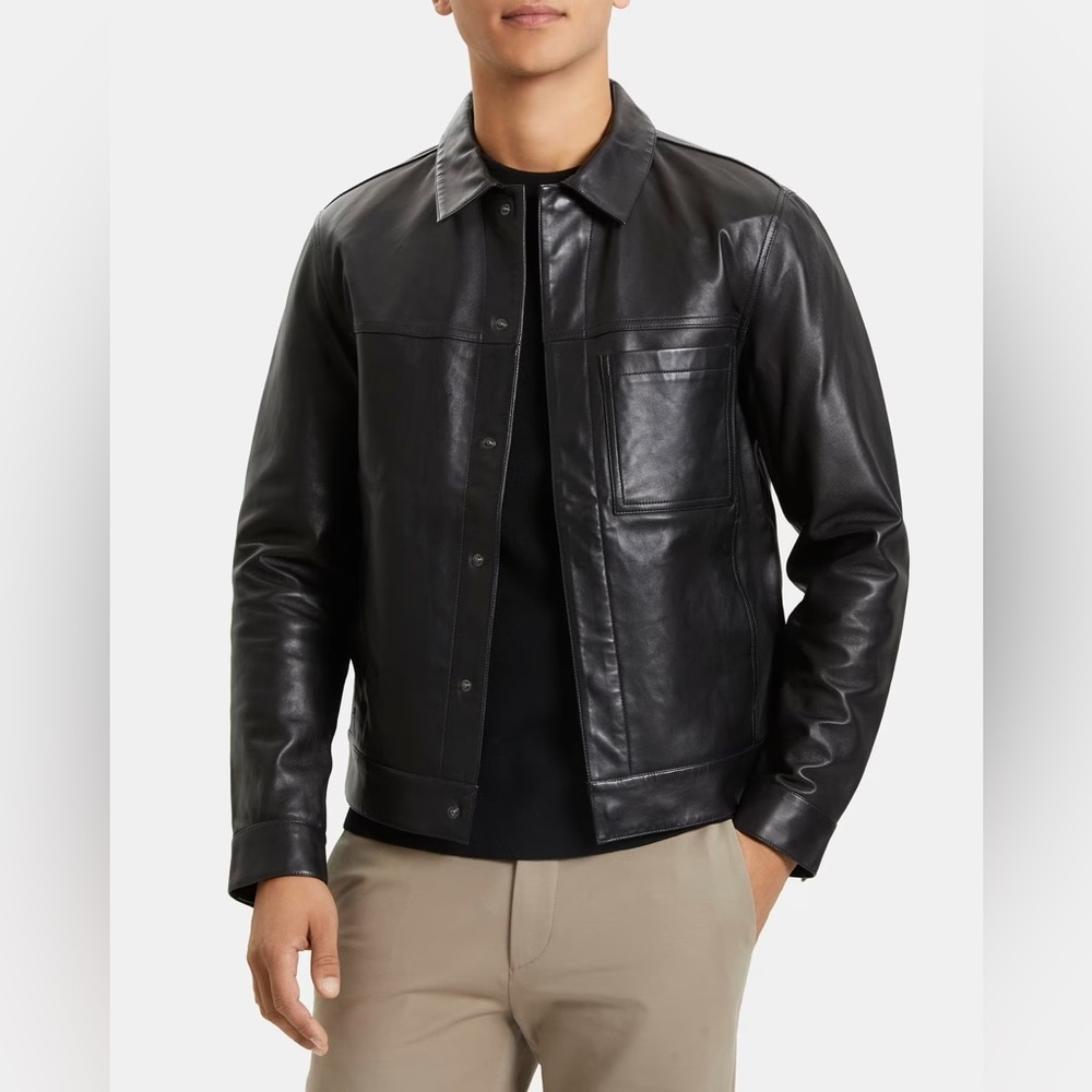 Theory Zip Jacket in Bonded Leather